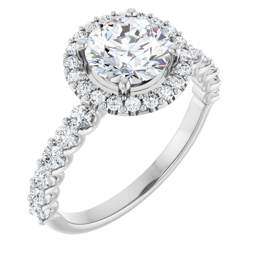 Natural Diamond Round Halo-Style Engagement Ring Semi-Mount - Platinum - Series 123562