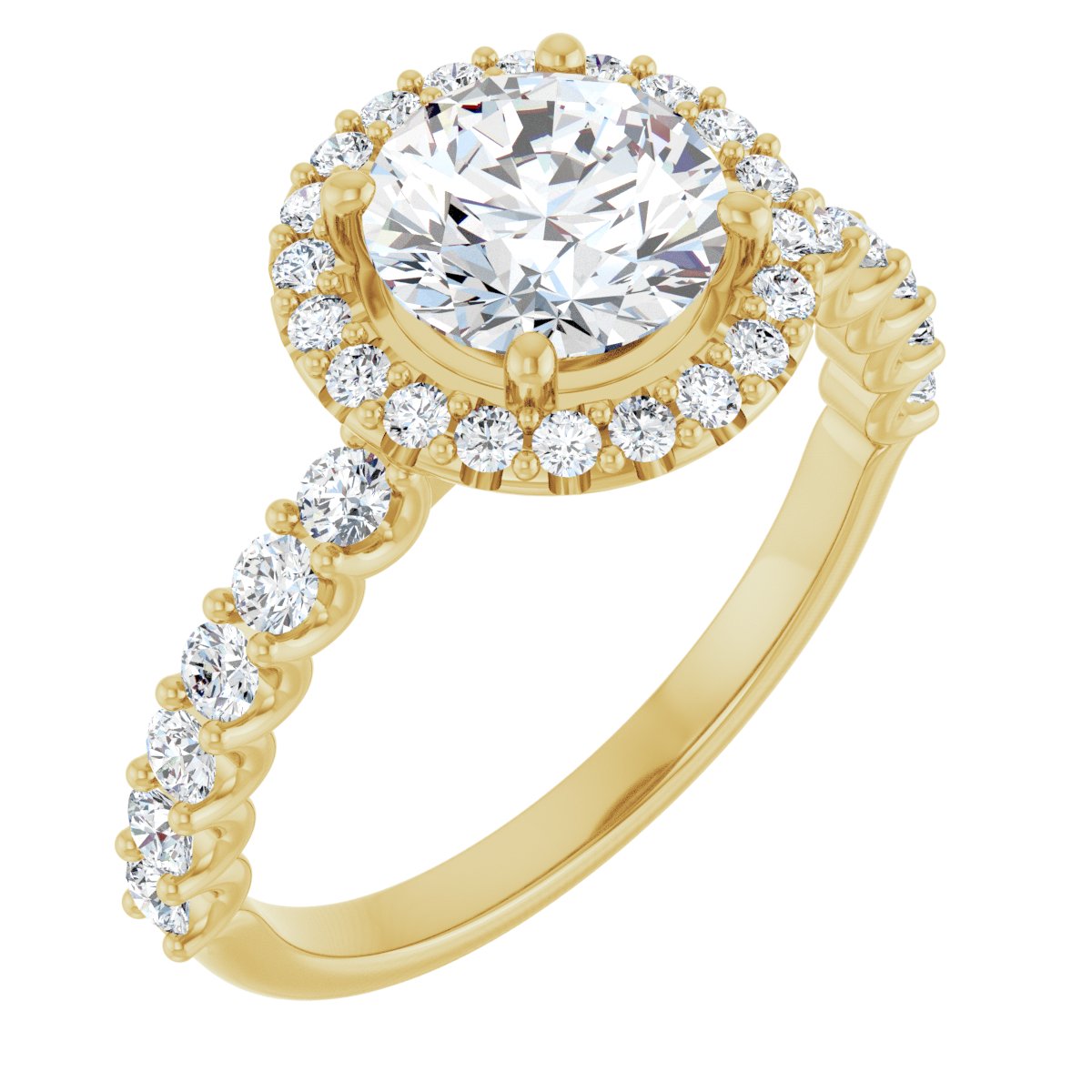 Natural Diamond Round Halo-Style Engagement Ring Semi-Mount - 14K Yellow Gold - Series 123562