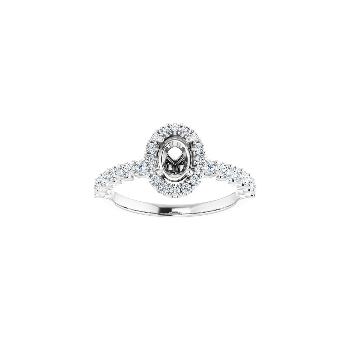 Oval Halo-Style Engagement Ring Semi-Mount - gallery - Series 123562