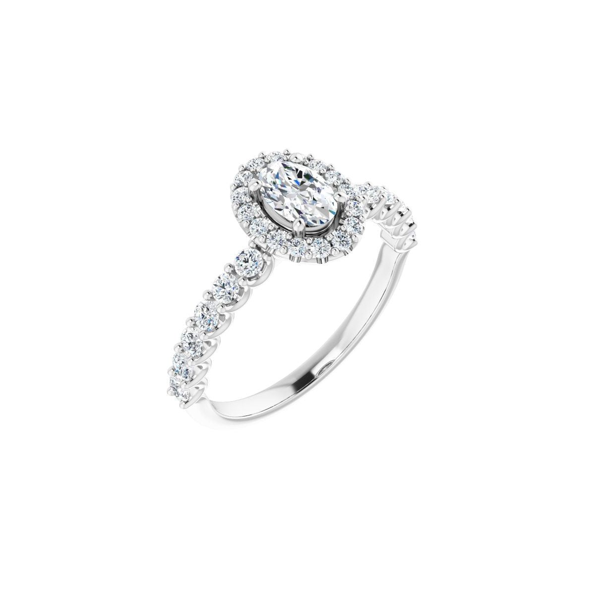 Natural Diamond Oval Halo-Style Engagement Ring Semi-Mount - Platinum - Series 123562