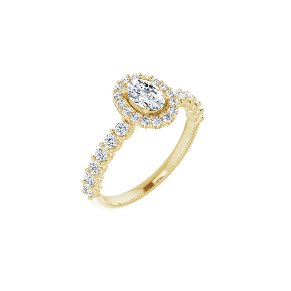 Natural Diamond Oval Halo-Style Engagement Ring Semi-Mount - 14K Yellow Gold - Series 123562