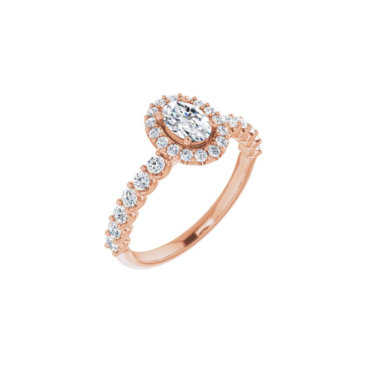 Natural Diamond Oval Halo-Style Engagement Ring Semi-Mount - 14K Rose Gold - Series 123562