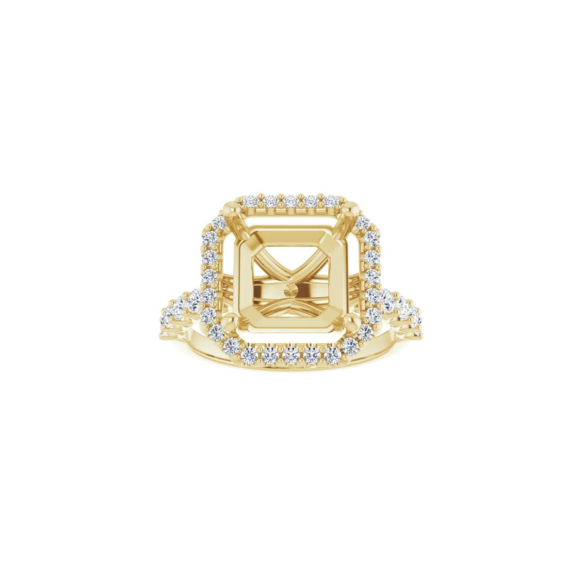 Asscher Halo-Style Engagement Ring Semi-Mount - gallery - Series 123562