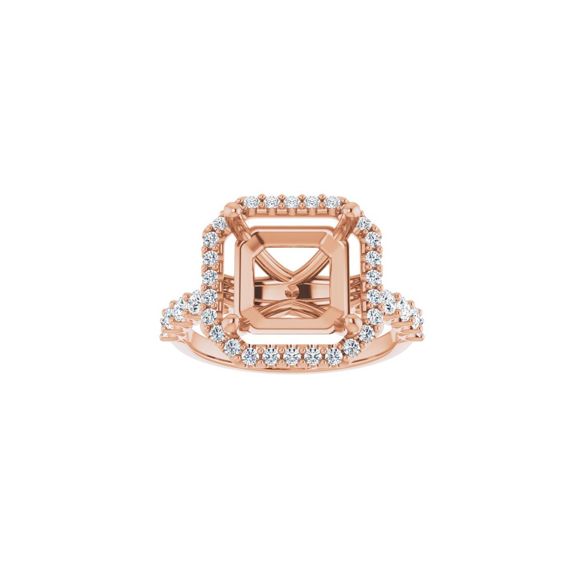 Asscher Halo-Style Engagement Ring Semi-Mount - gallery - Series 123562