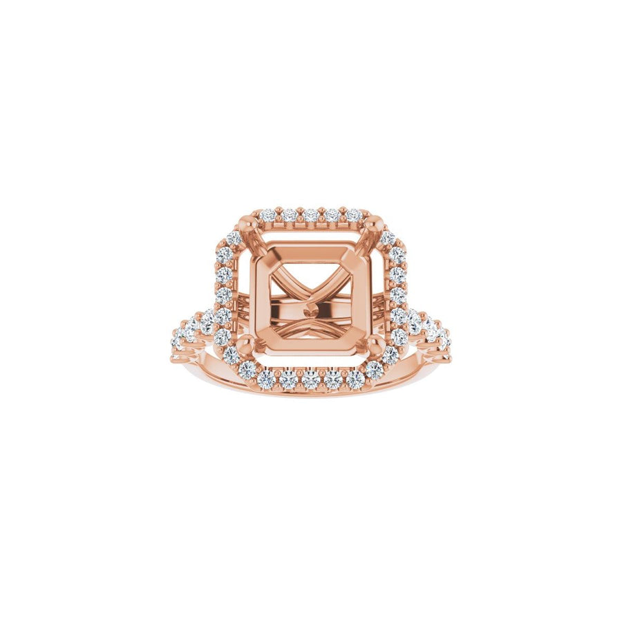 Asscher Halo-Style Engagement Ring Semi-Mount - gallery - Series 123562