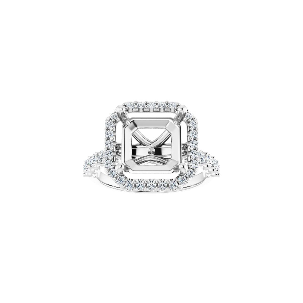 Asscher Halo-Style Engagement Ring Semi-Mount - gallery - Series 123562