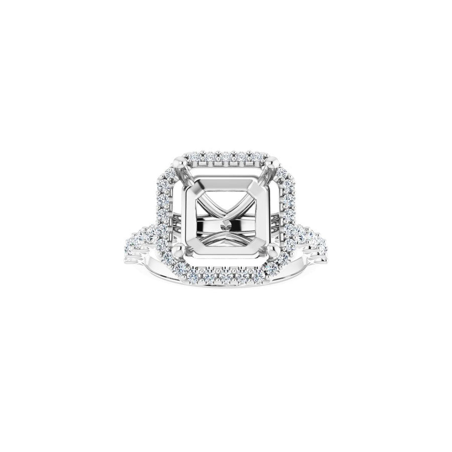 Asscher Halo-Style Engagement Ring Semi-Mount - gallery - Series 123562