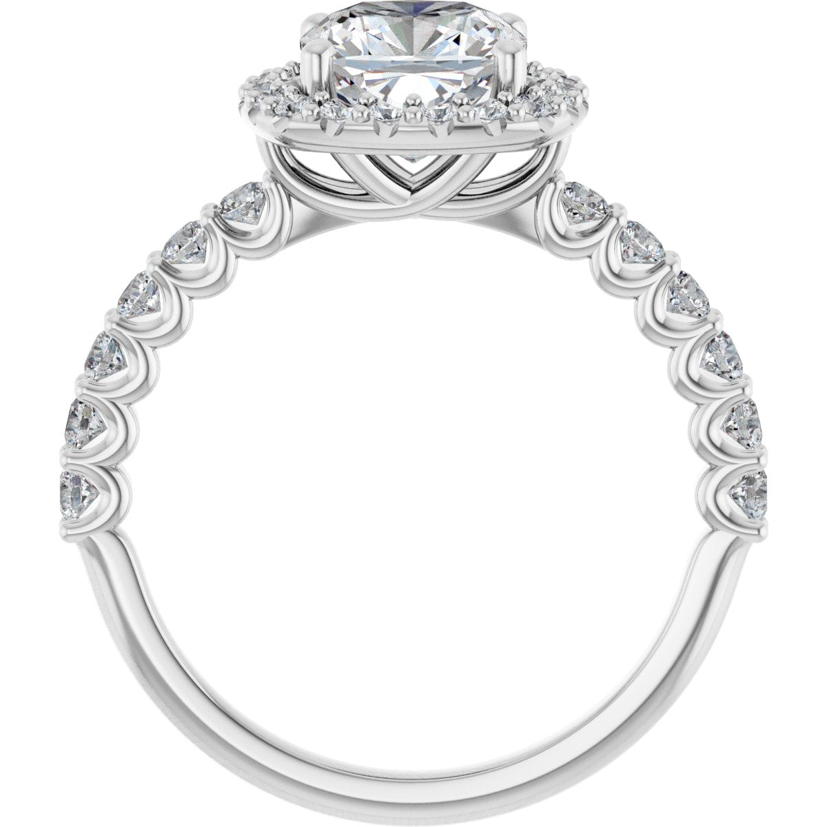 Cushion Halo-Style Engagement Ring Semi-Mount - gallery - Series 123562