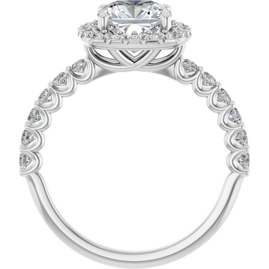 Cushion Halo-Style Engagement Ring Semi-Mount - gallery - Series 123562