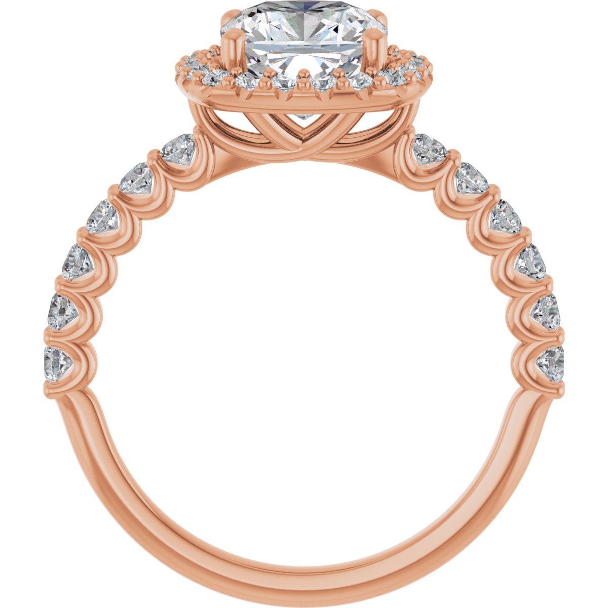 Cushion Halo-Style Engagement Ring Semi-Mount - gallery - Series 123562