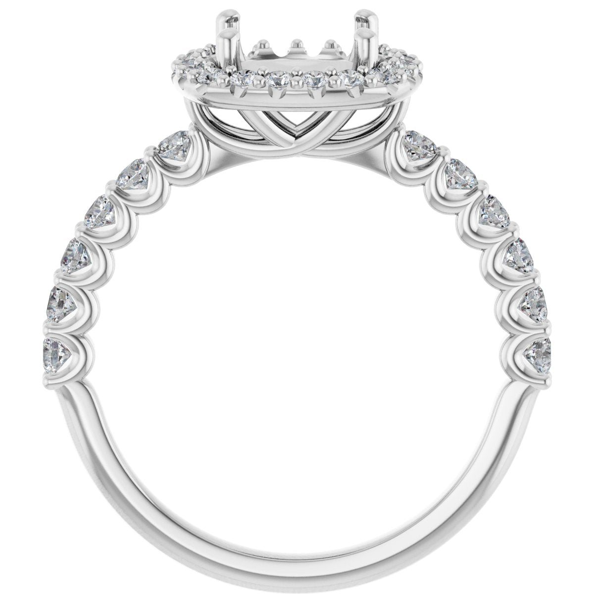 Cushion Halo-Style Engagement Ring Semi-Mount - gallery - Series 123562
