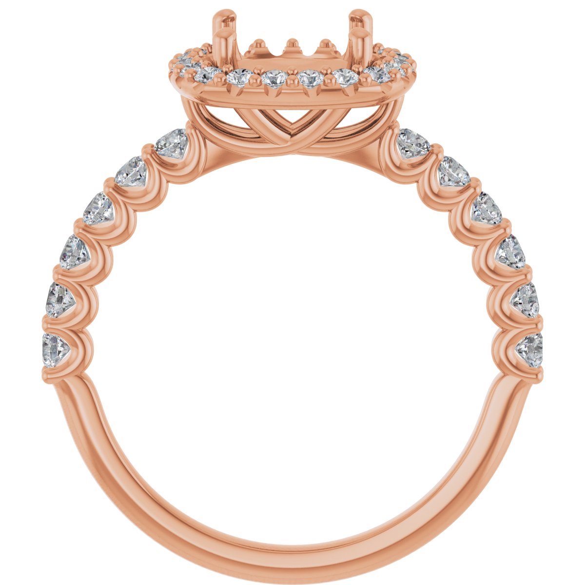 Cushion Halo-Style Engagement Ring Semi-Mount - gallery - Series 123562