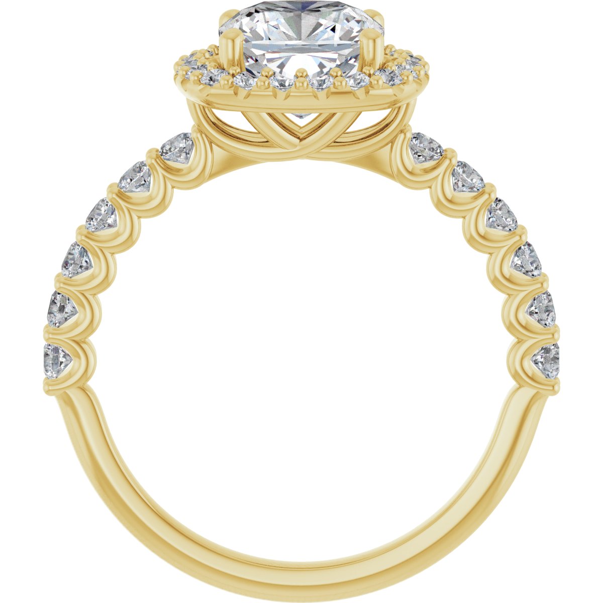 Cushion Halo-Style Engagement Ring Semi-Mount - gallery - Series 123562