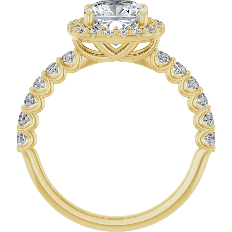 Cushion Halo-Style Engagement Ring Semi-Mount - gallery - Series 123562