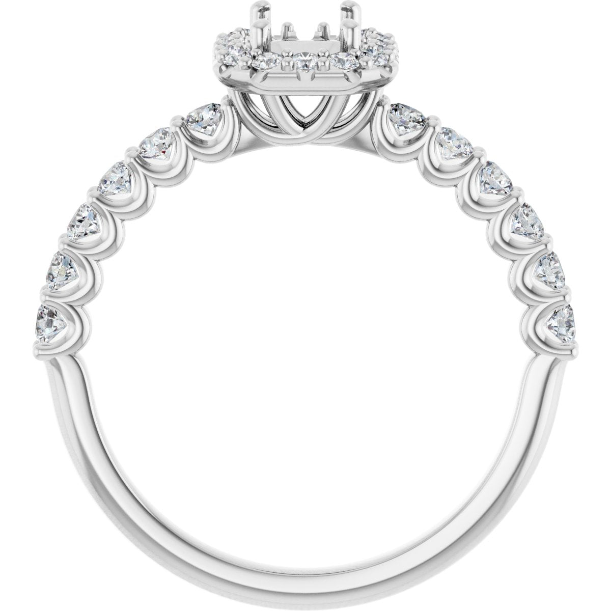 Emerald Halo-Style Engagement Ring Semi-Mount - gallery - Series 123562