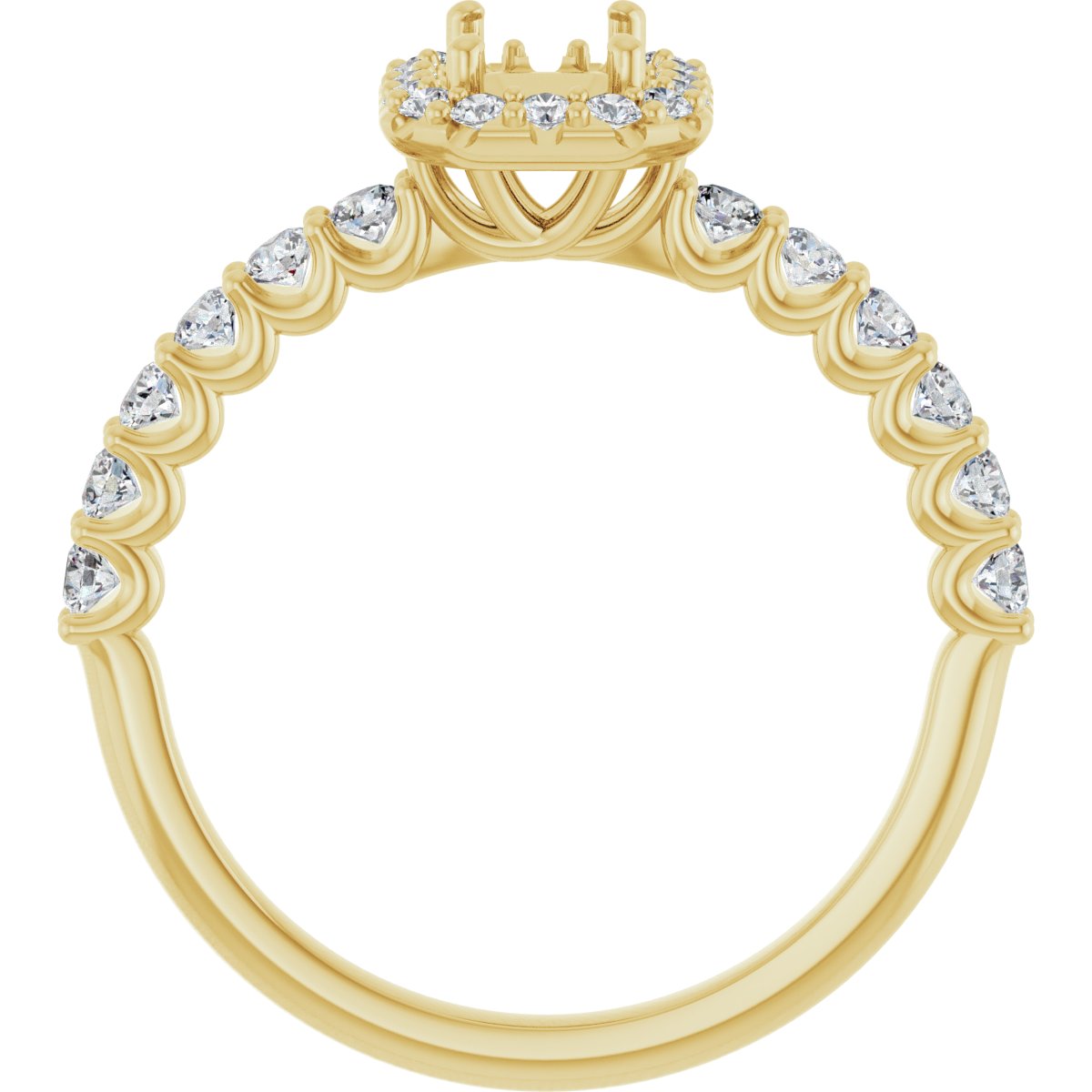 Emerald Halo-Style Engagement Ring Semi-Mount - gallery - Series 123562