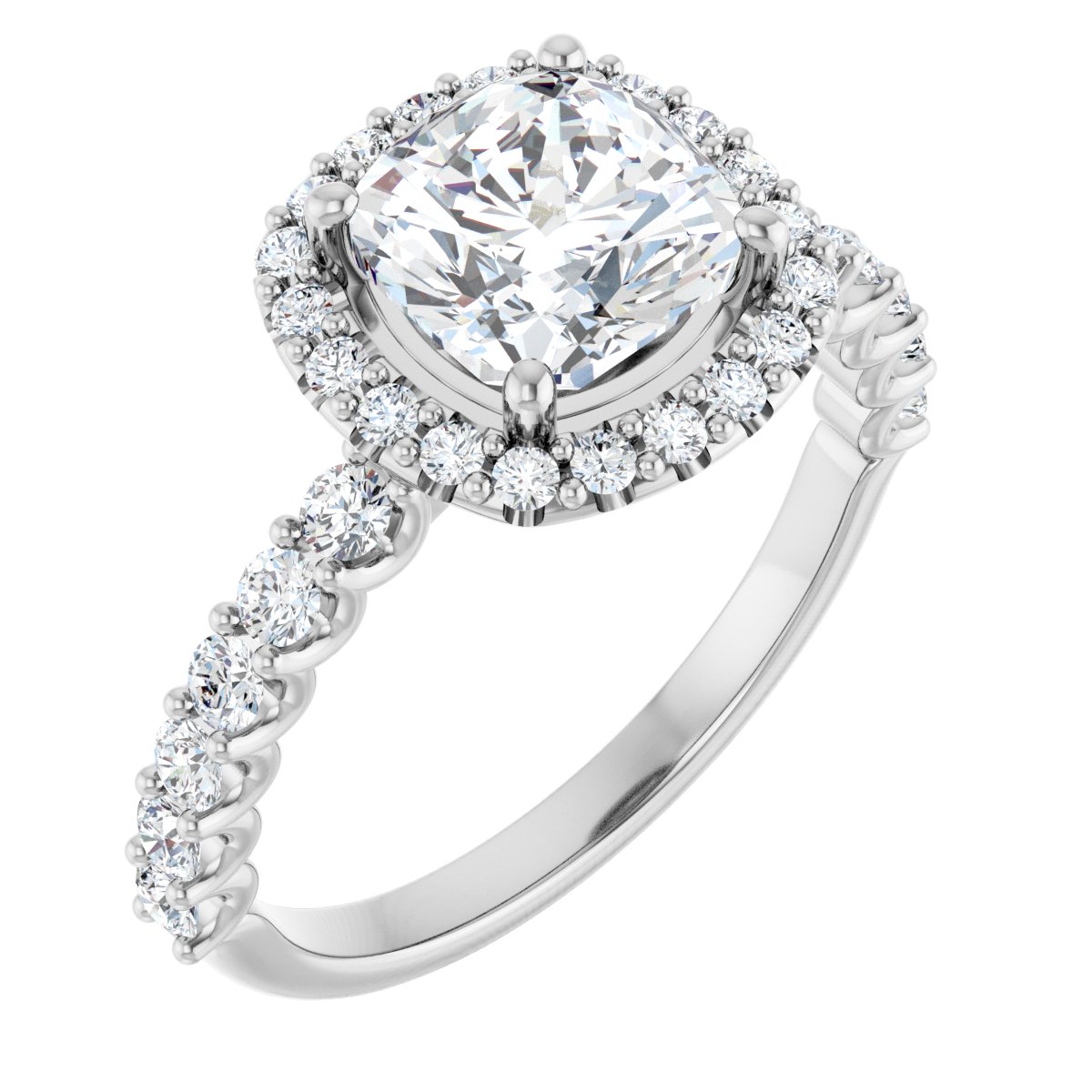 Natural Diamond Cushion Halo-Style Engagement Ring Semi-Mount - Platinum - Series 123562