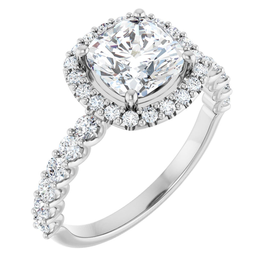 Natural Diamond Cushion Halo-Style Engagement Ring Semi-Mount - Platinum - Series 123562