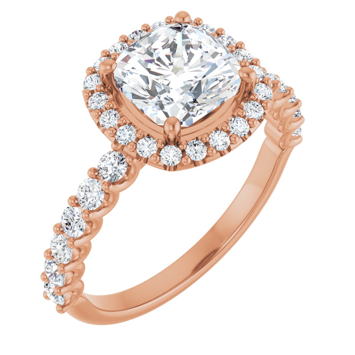 Natural Diamond Cushion Halo-Style Engagement Ring Semi-Mount - 14K Rose Gold - Series 123562