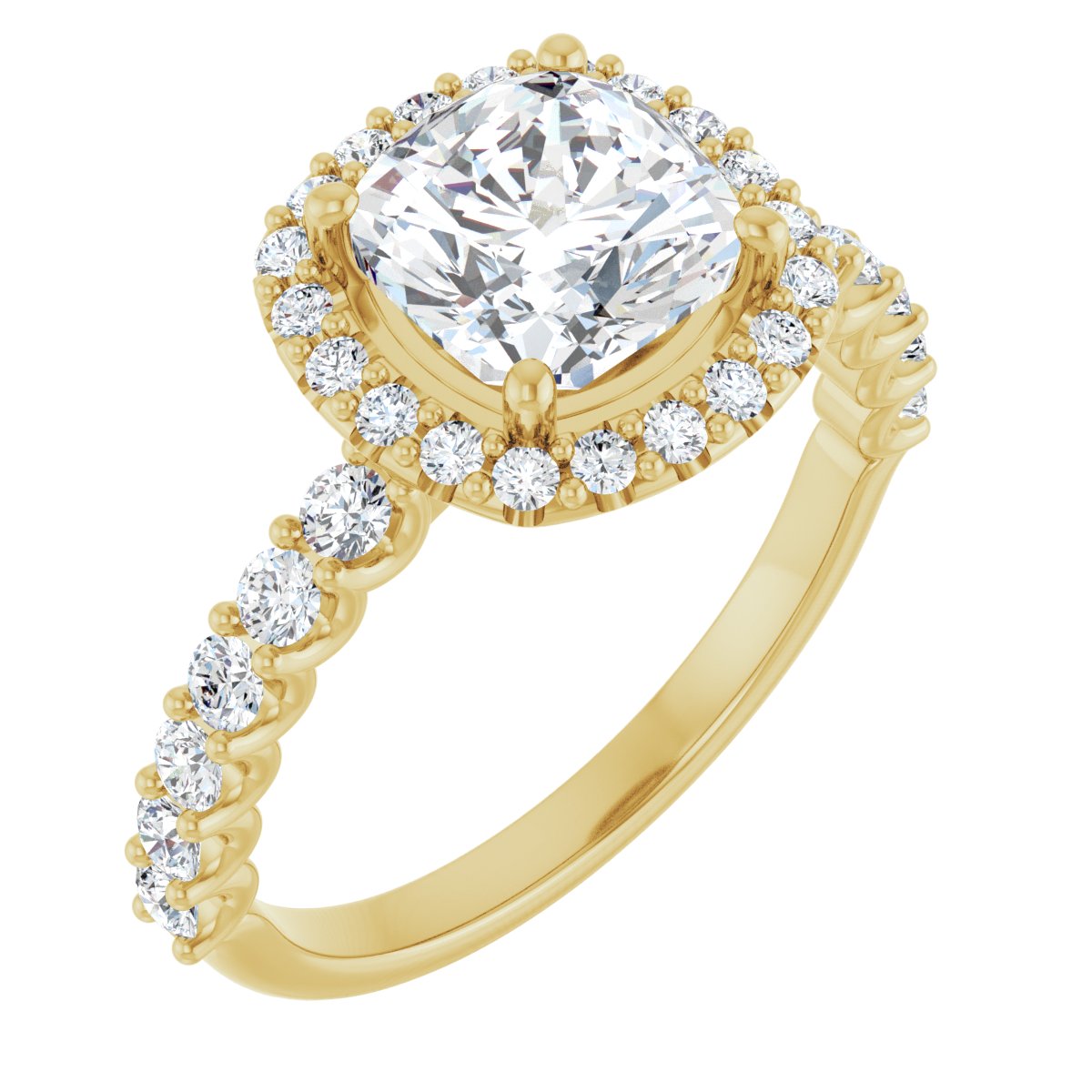 Natural Diamond Cushion Halo-Style Engagement Ring Semi-Mount - 14K Yellow Gold - Series 123562