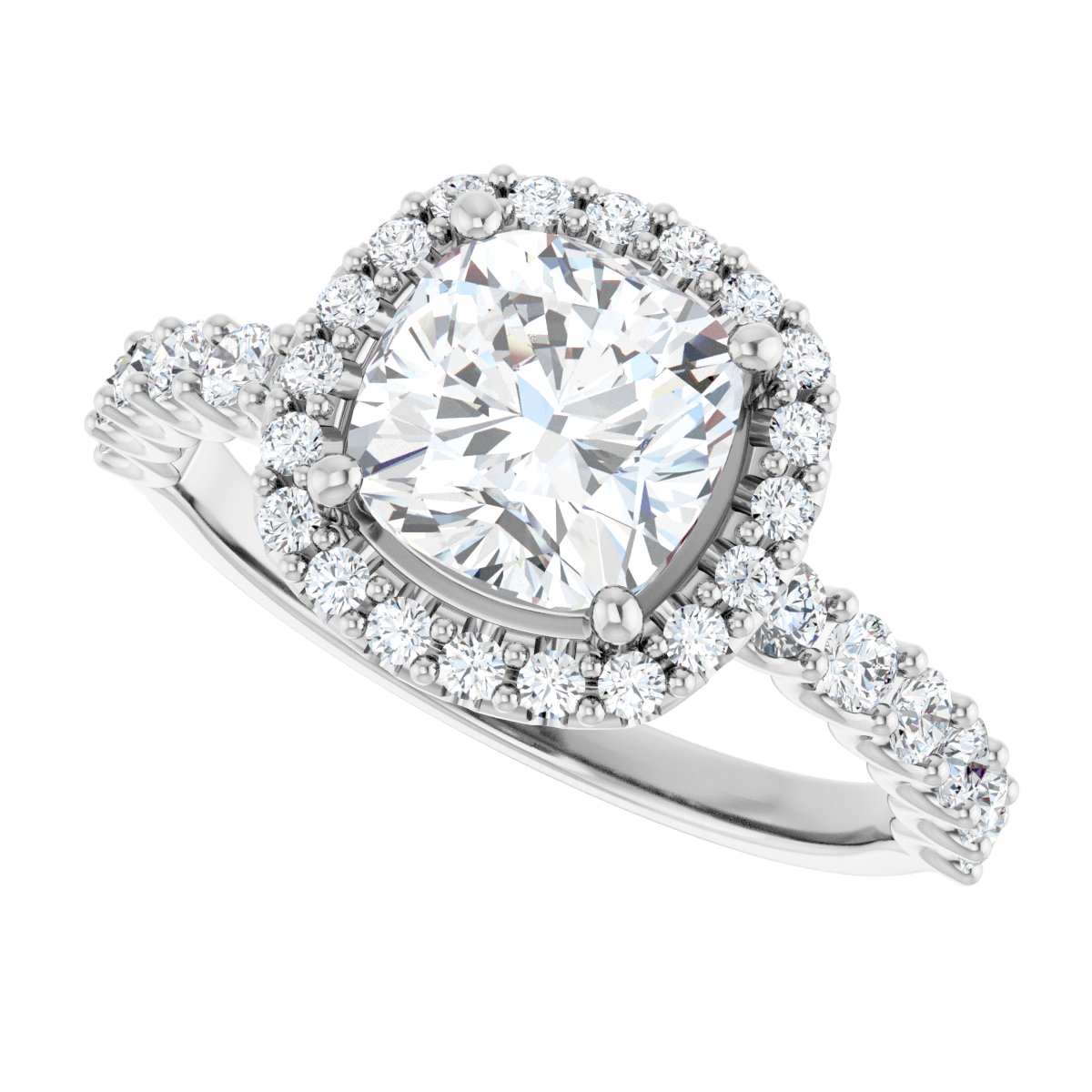 Cushion Halo-Style Engagement Ring Semi-Mount - gallery - Series 123562