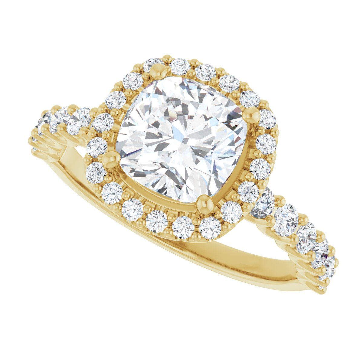 Cushion Halo-Style Engagement Ring Semi-Mount - gallery - Series 123562