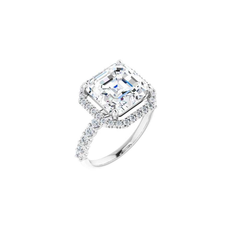 Natural Diamond Asscher Halo-Style Engagement Ring Semi-Mount - Platinum - Series 123562