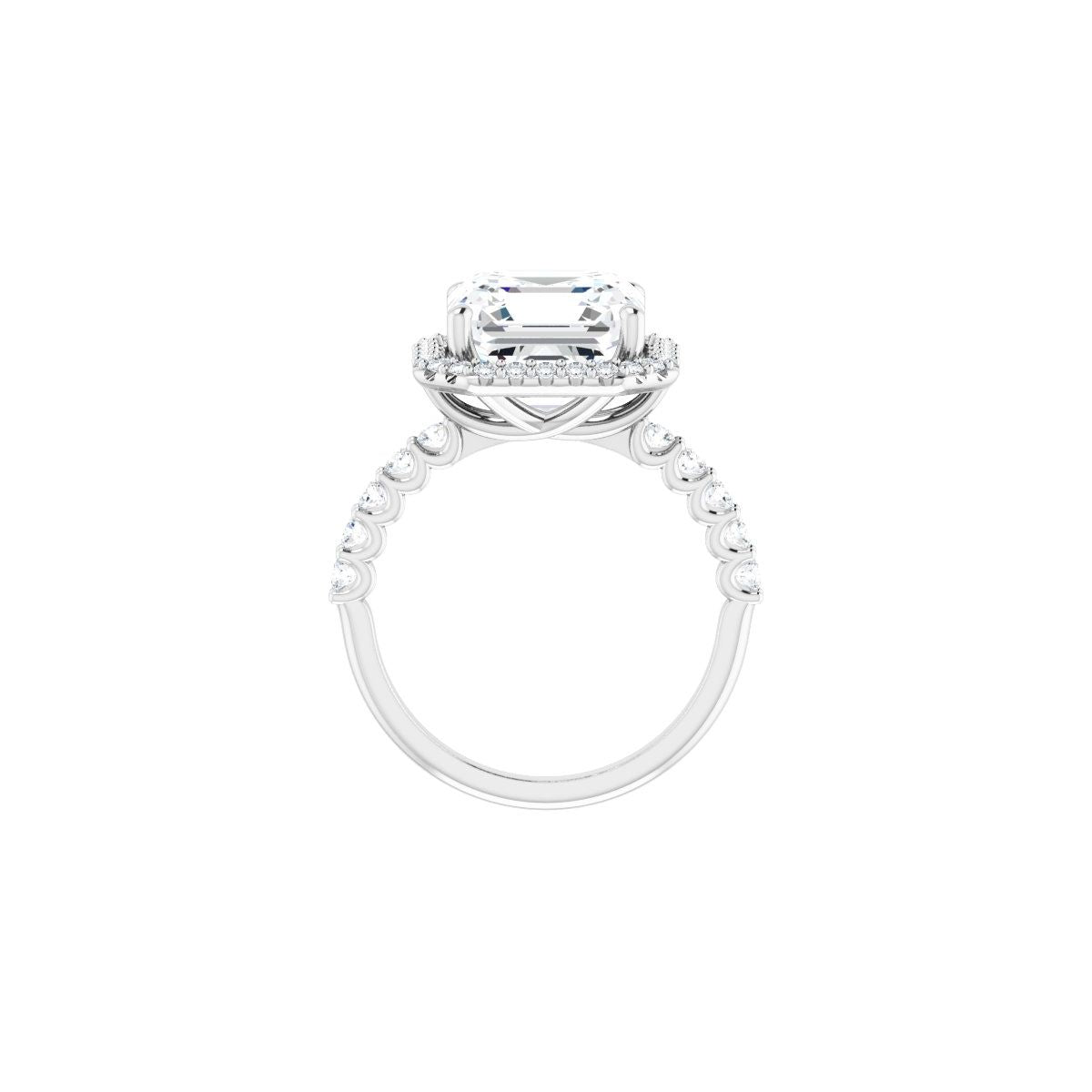 Asscher Halo-Style Engagement Ring Semi-Mount - gallery - Series 123562