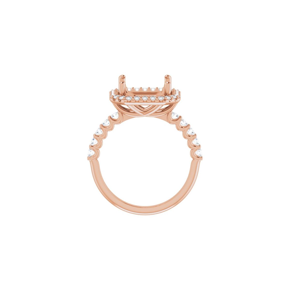 Asscher Halo-Style Engagement Ring Semi-Mount - gallery - Series 123562