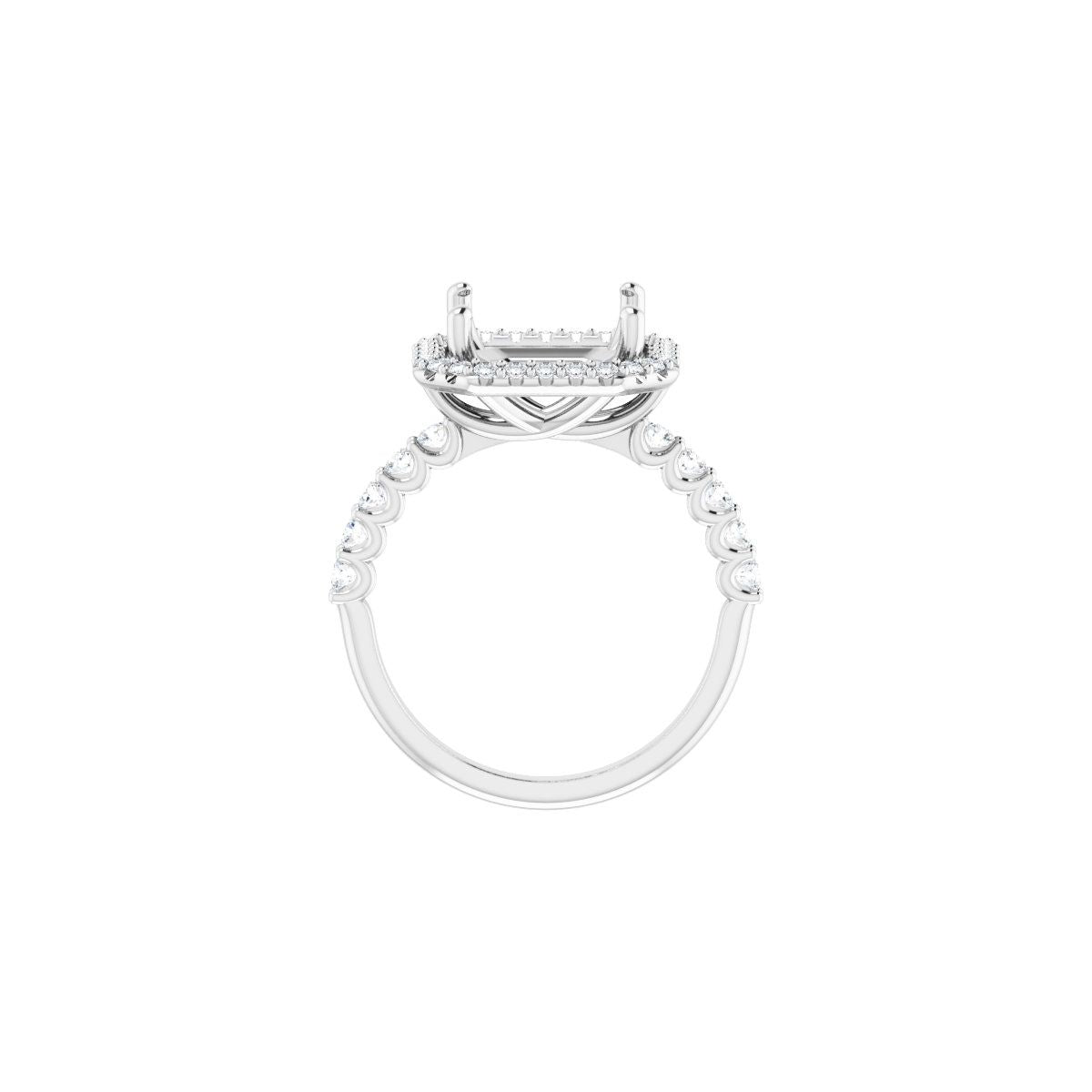 Asscher Halo-Style Engagement Ring Semi-Mount - gallery - Series 123562