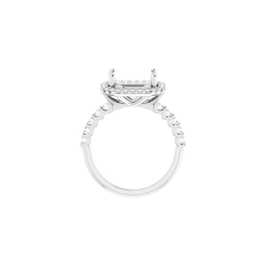 Asscher Halo-Style Engagement Ring Semi-Mount - gallery - Series 123562