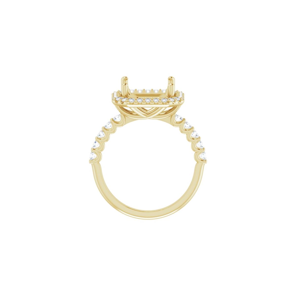 Asscher Halo-Style Engagement Ring Semi-Mount - gallery - Series 123562