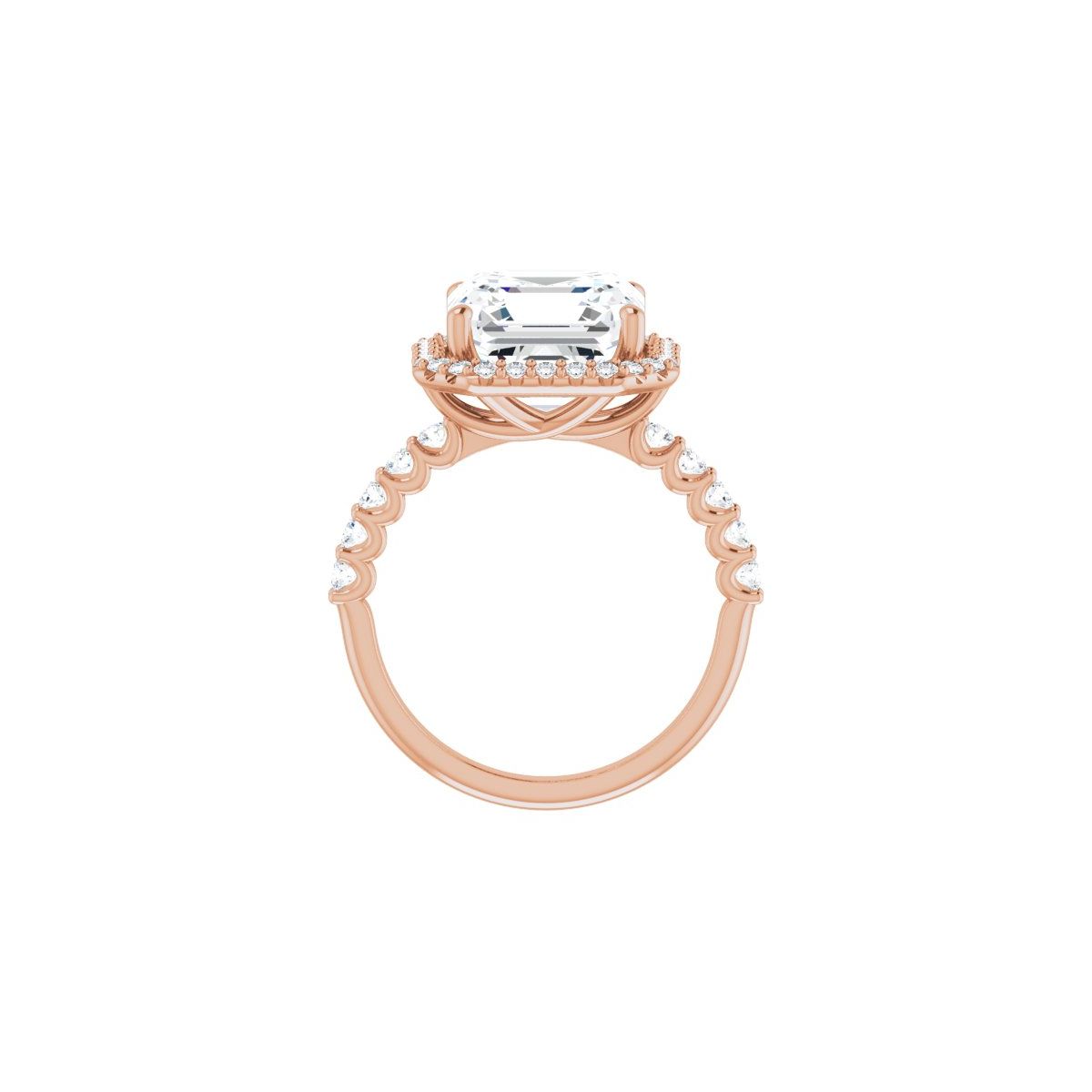 Asscher Halo-Style Engagement Ring Semi-Mount - gallery - Series 123562