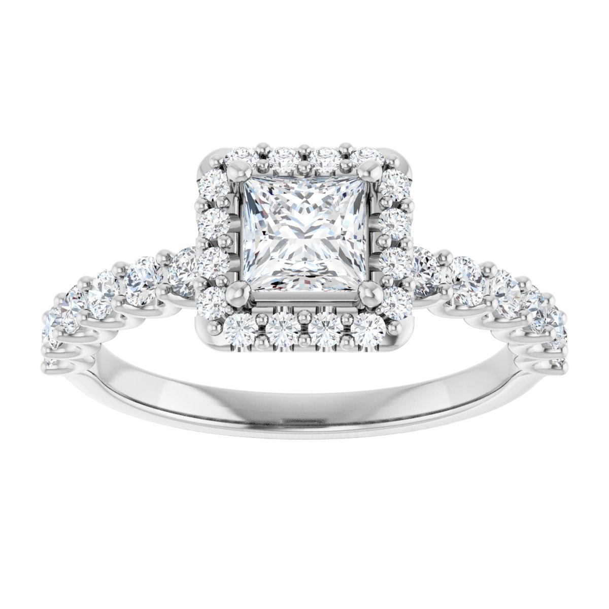 Square Halo-Style Engagement Ring Semi-Mount - gallery - Series 123562