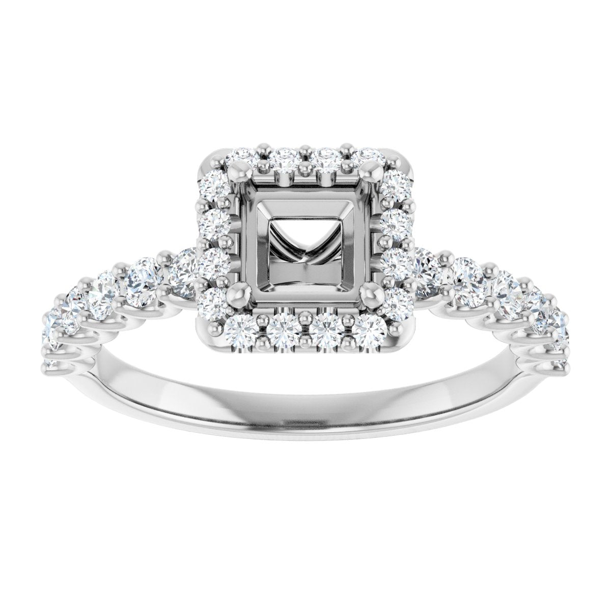Square Halo-Style Engagement Ring Semi-Mount - gallery - Series 123562