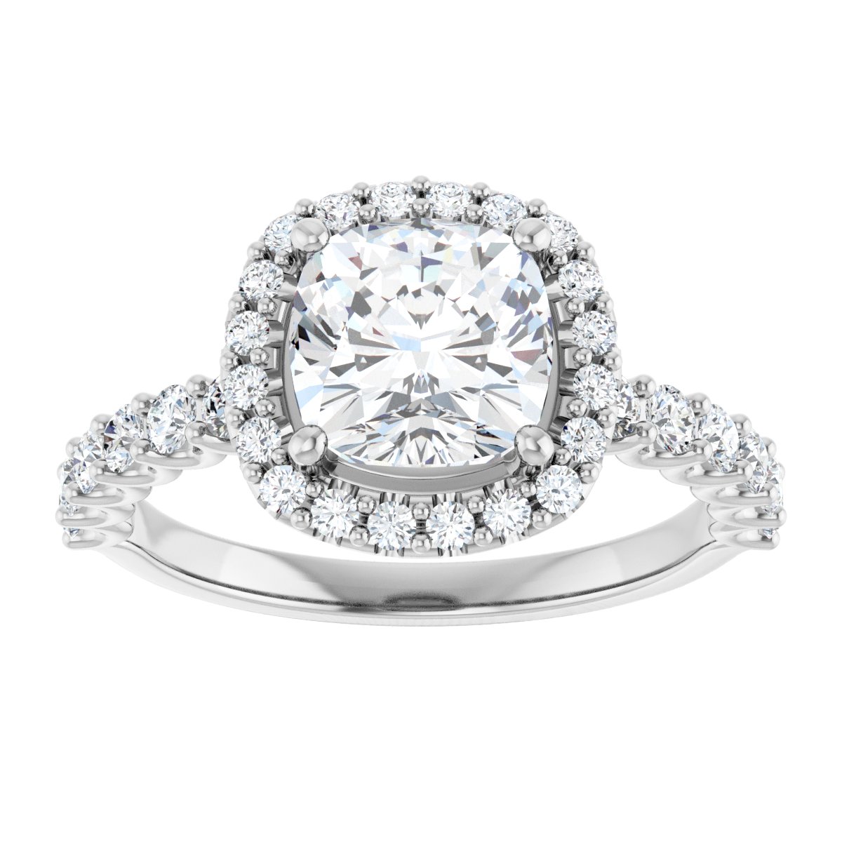 Cushion Halo-Style Engagement Ring Semi-Mount - gallery - Series 123562