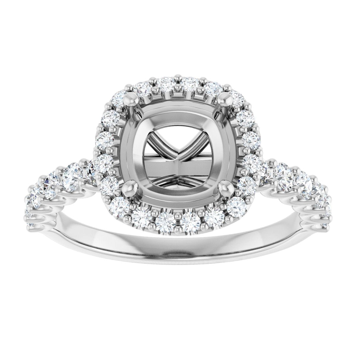 Cushion Halo-Style Engagement Ring Semi-Mount - gallery - Series 123562