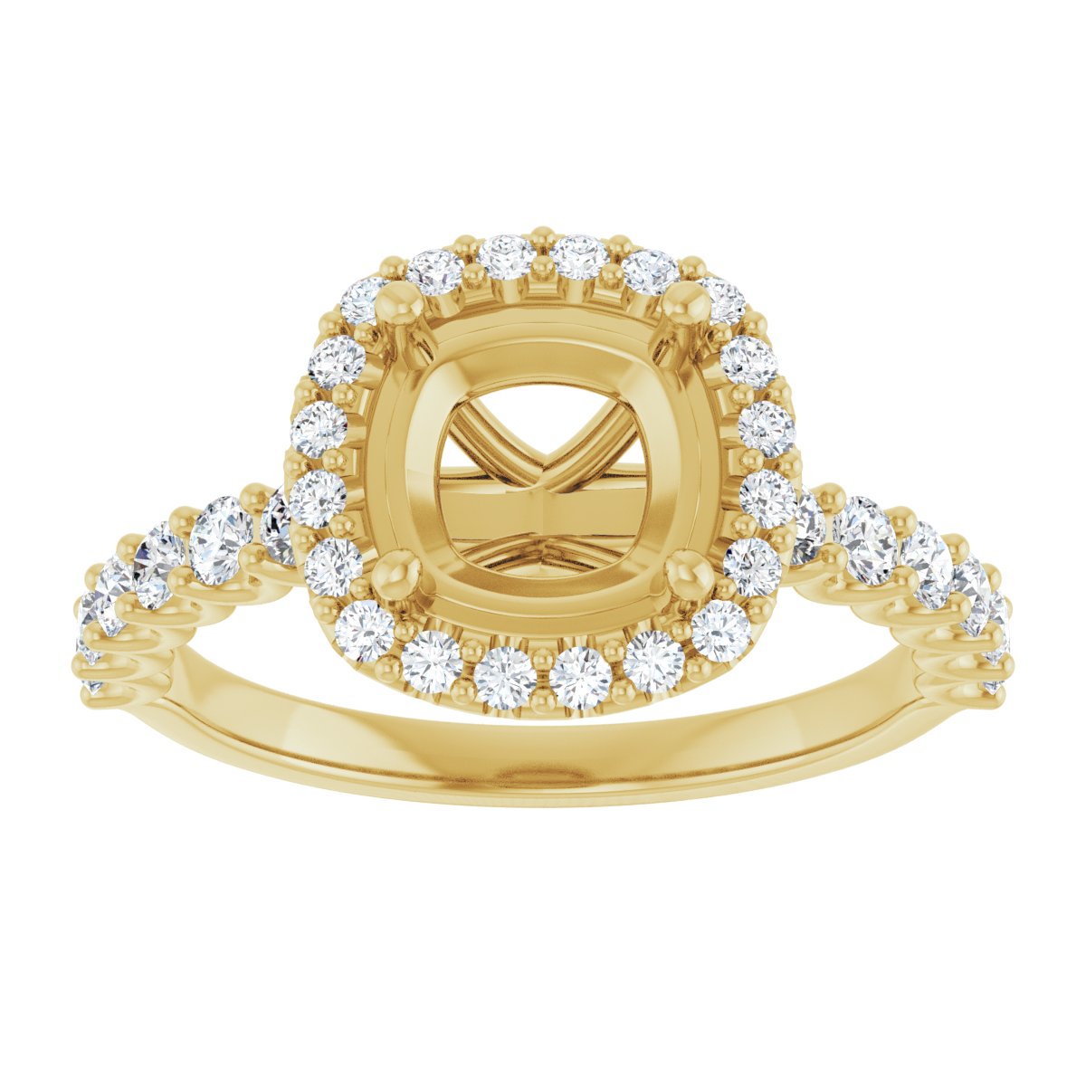 Cushion Halo-Style Engagement Ring Semi-Mount - gallery - Series 123562