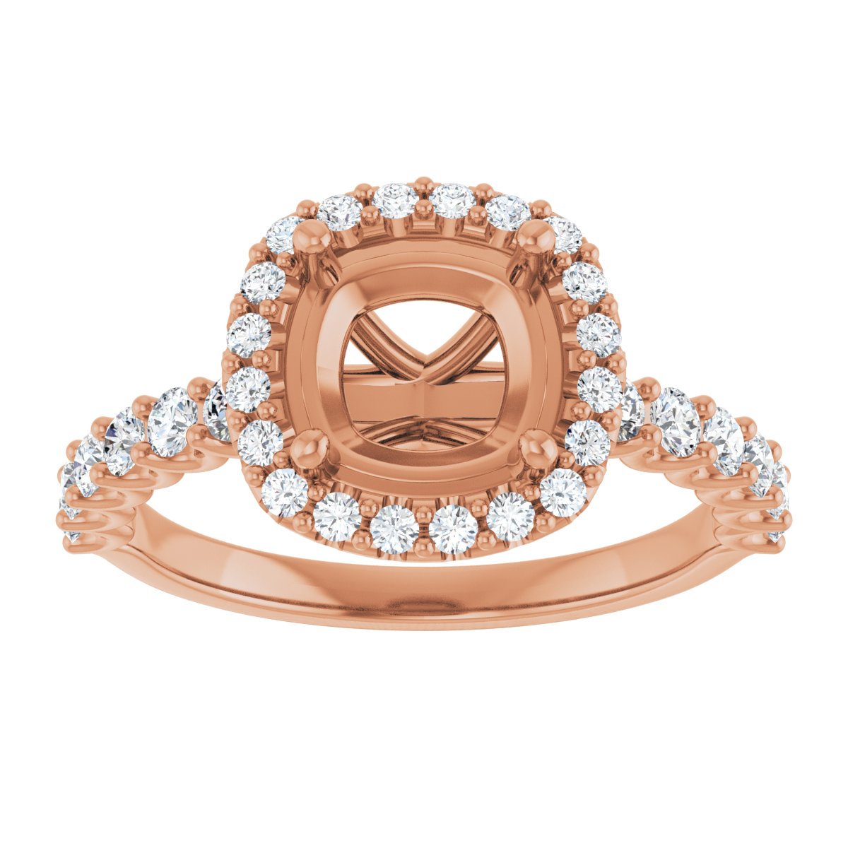 Cushion Halo-Style Engagement Ring Semi-Mount - gallery - Series 123562