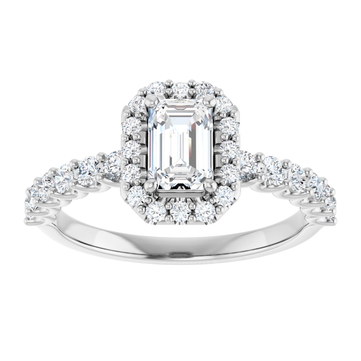 Emerald Halo-Style Engagement Ring Semi-Mount - gallery - Series 123562