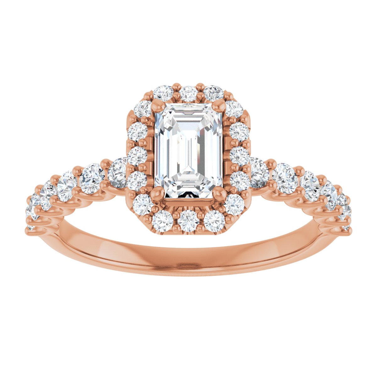 Emerald Halo-Style Engagement Ring Semi-Mount - gallery - Series 123562