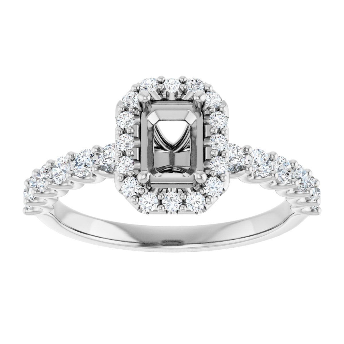 Emerald Halo-Style Engagement Ring Semi-Mount - gallery - Series 123562