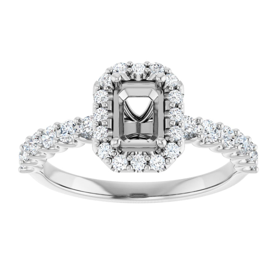 Emerald Halo-Style Engagement Ring Semi-Mount - gallery - Series 123562