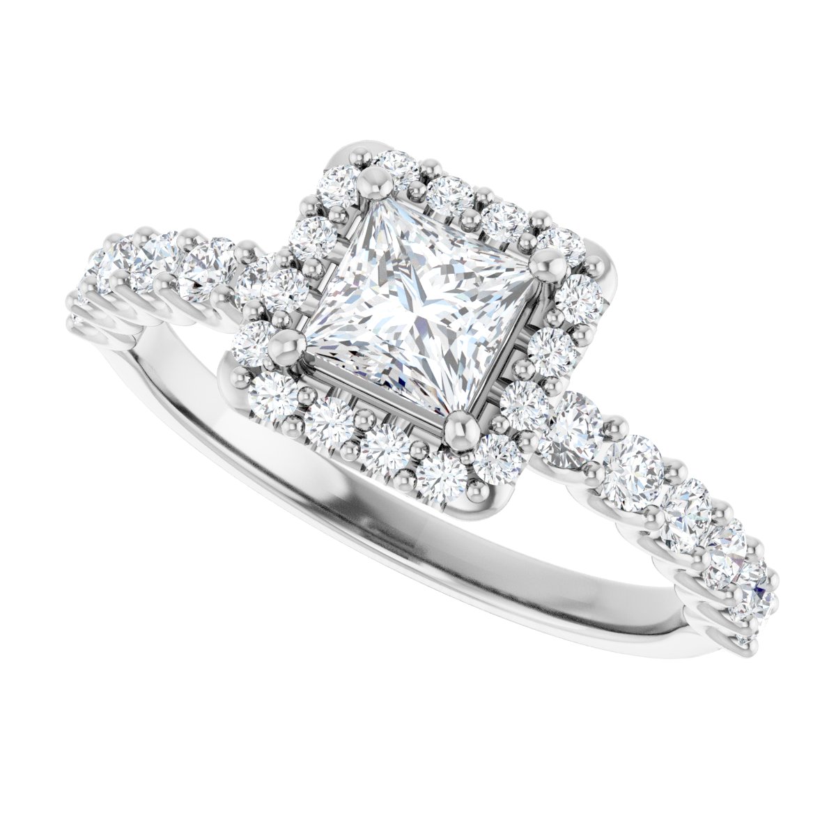 Square Halo-Style Engagement Ring Semi-Mount - gallery - Series 123562