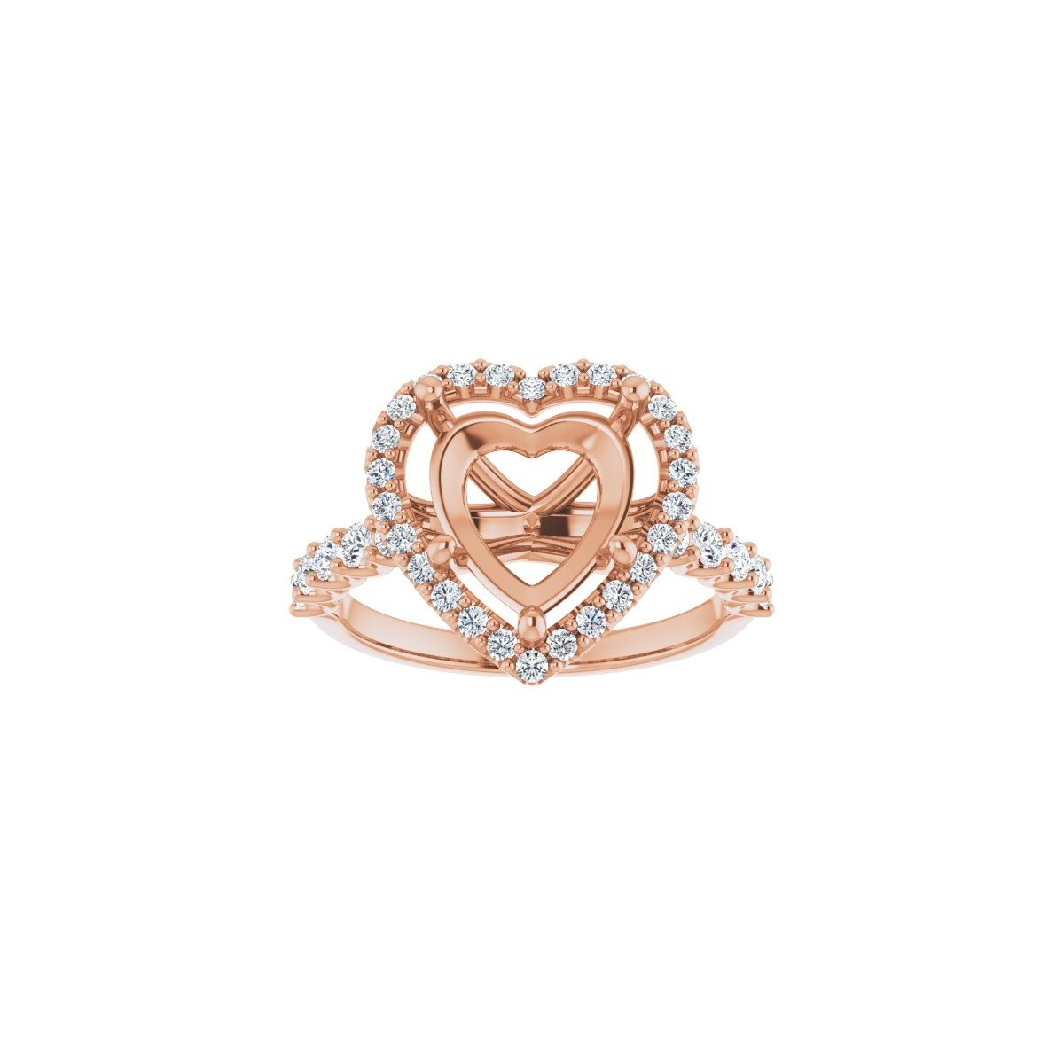 Heart Halo-Style Engagement Ring Semi-Mount - gallery - Series 123562