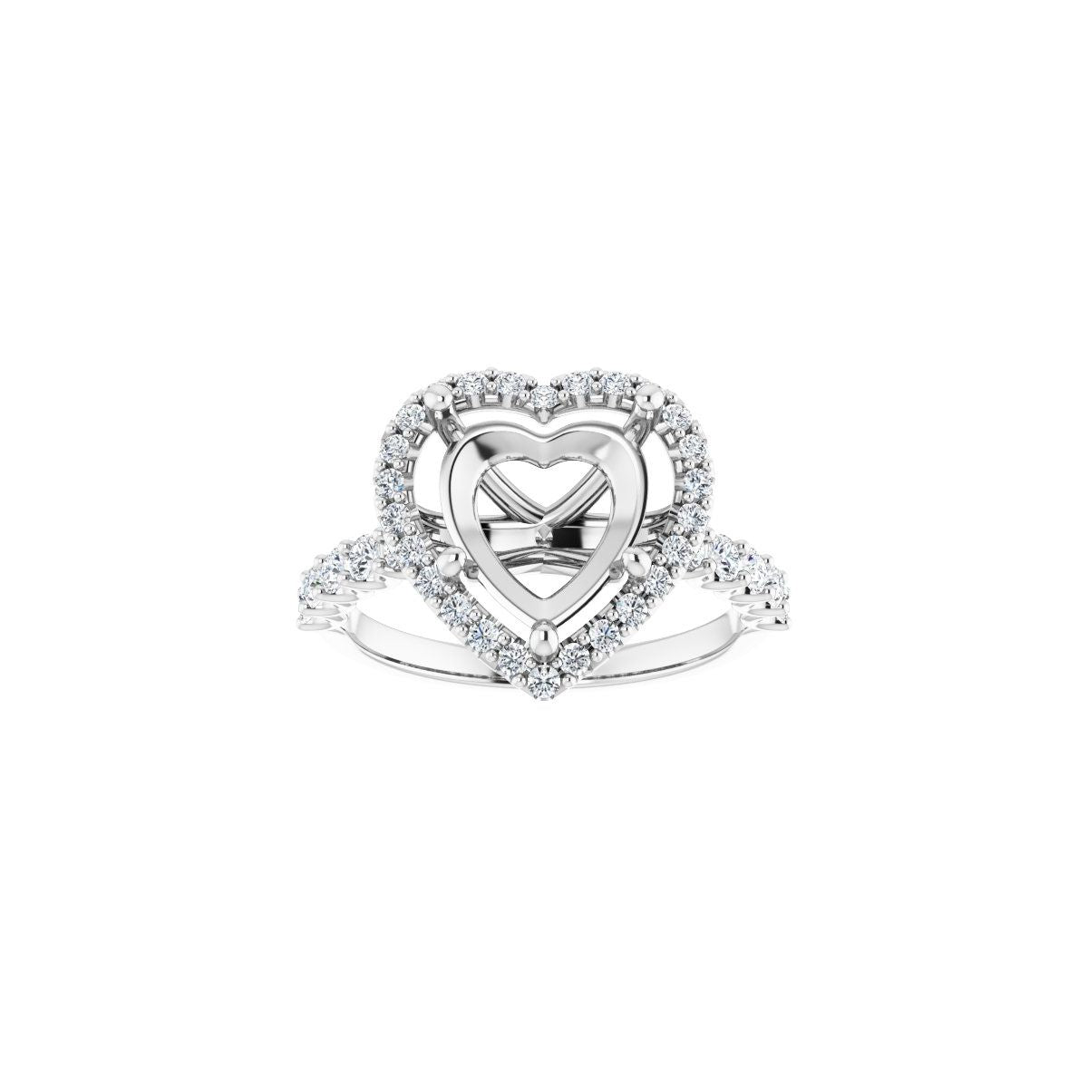 Heart Halo-Style Engagement Ring Semi-Mount - gallery - Series 123562