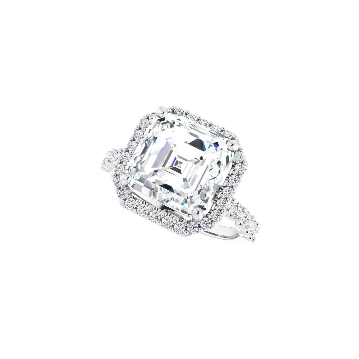 Asscher Halo-Style Engagement Ring Semi-Mount - gallery - Series 123562