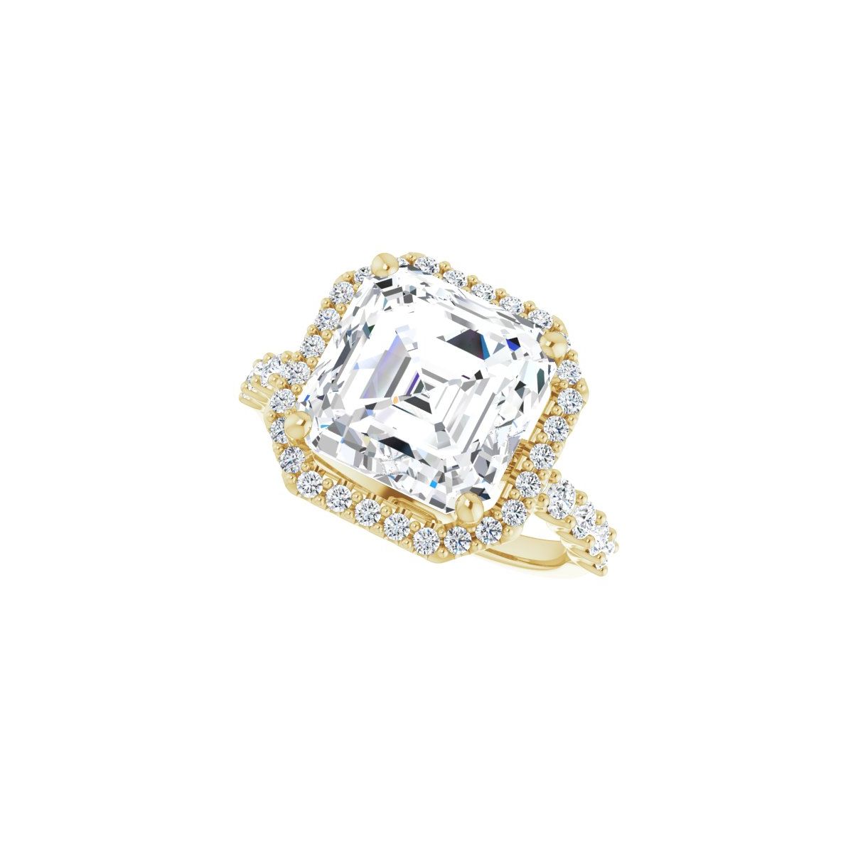 Asscher Halo-Style Engagement Ring Semi-Mount - gallery - Series 123562