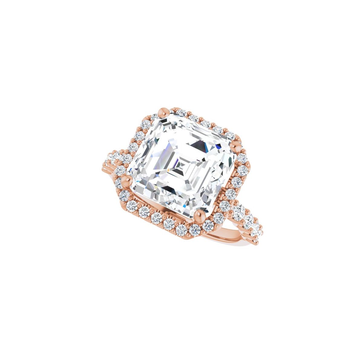 Asscher Halo-Style Engagement Ring Semi-Mount - gallery - Series 123562