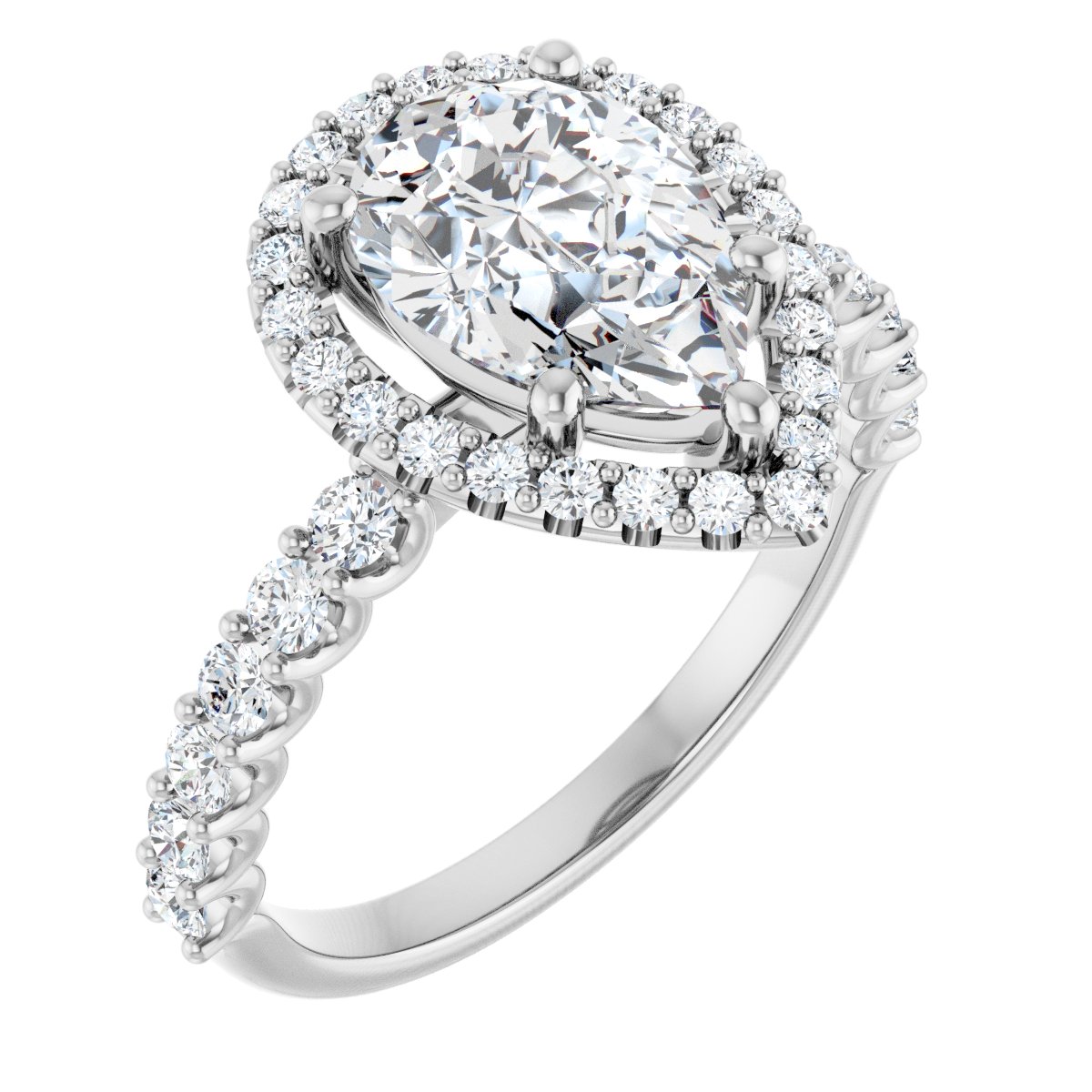 Natural Diamond Pear Halo-Style Engagement Ring Semi-Mount - Platinum - Series 123562